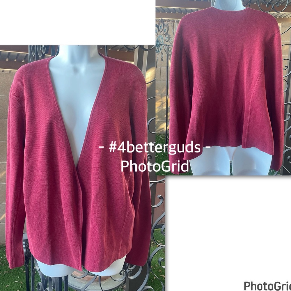 Eileen Fisher Silk Blend Open Cardigan Sweater Large